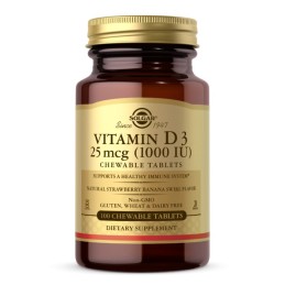 SOLGAR Witamina D3 1000 IU 25 mcg Chewable Tablets (100 tabl.)