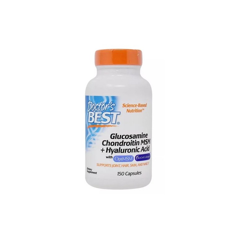 DOCTOR'S BEST Glukozamina, Chondroityna, MSM i Kwas Hialuronowy (150 kaps.)