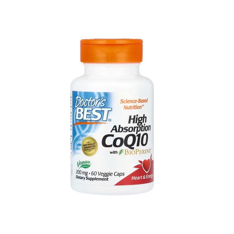 DOCTOR'S BEST Koenzym Q10 200 mg i Piperyna BioPerine - Vegan (60 kaps.)