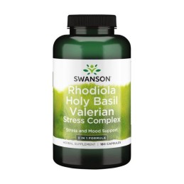SWANSON Stress Complex - Rhodiola Holy Basil Valerian (180 kaps.)