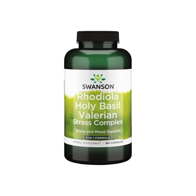 SWANSON Stress Complex - Rhodiola Holy Basil Valerian (180 kaps.)