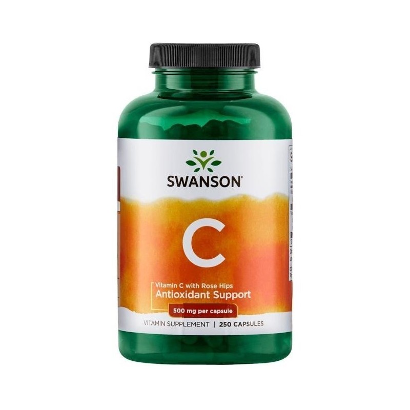 SWANSON Witamina C 500 + dzika róża (250 kaps.)