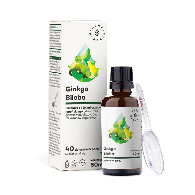 AURA HERBALS Ginkgo Biloba - ekstrakt Miłorząb Japoński 50:1 (50 ml)
