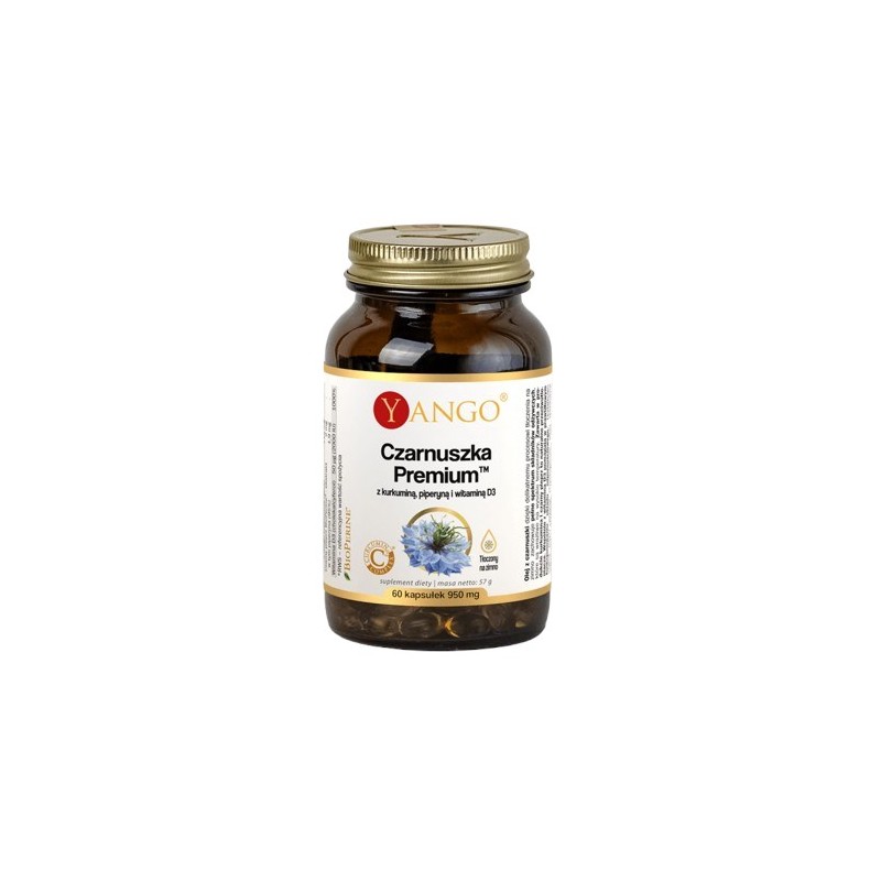 YANGO Czarnuszka Premium z kurkuminą, piperyną i witaminą D3 (60 kaps.)