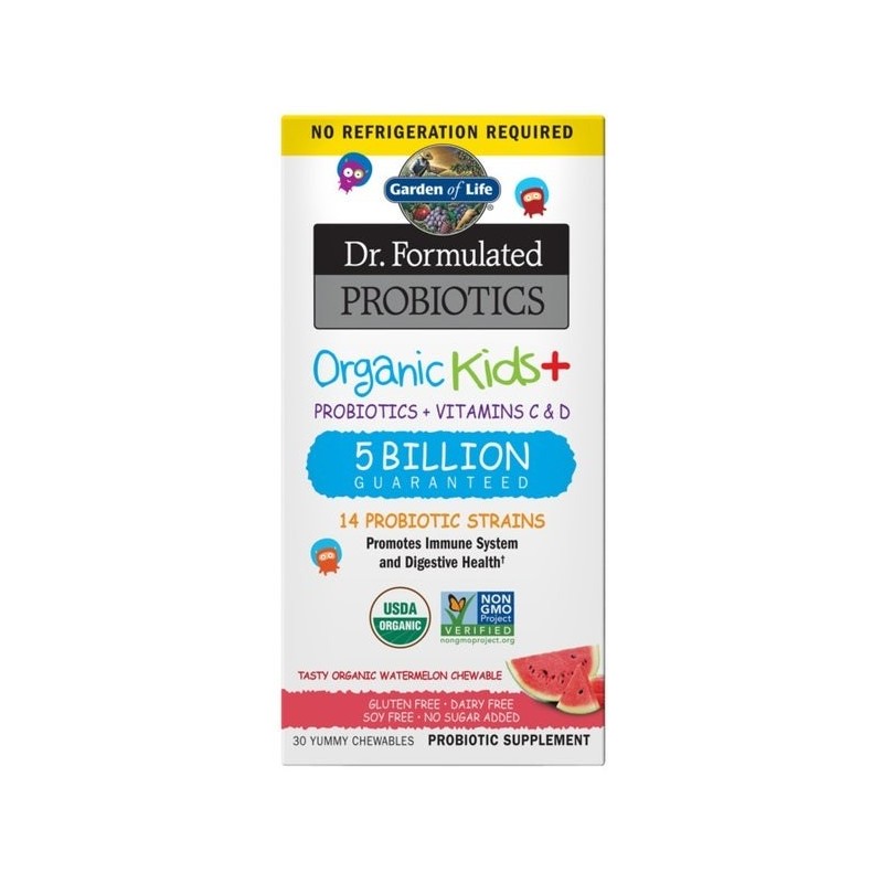 GARDEN OF LIFE Organic Kids + Probiotics + Vitamins C & D - smak arbuzowy (30 tabl.)