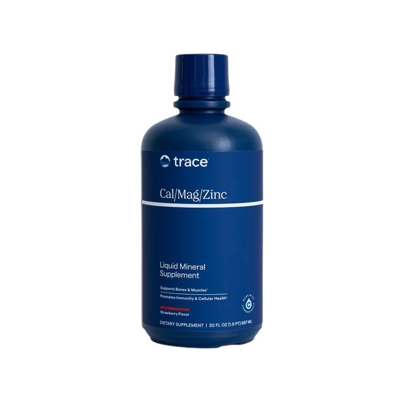 TRACE MINERALS Liquid Cal/Mag/Zinc - smak truskawkowy (946 ml)