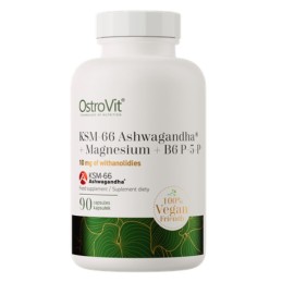 OSTROVIT KSM-66 Ashwagandha + Magnez + B6 P-5-P VEGE (90 kaps.)