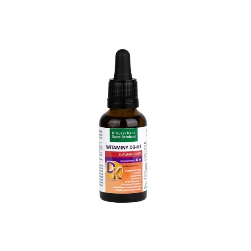 KRAUTERHAUS SANCT BERNHARD Witaminy D3 + K2 w kroplach, na oleju MCT (30 ml)