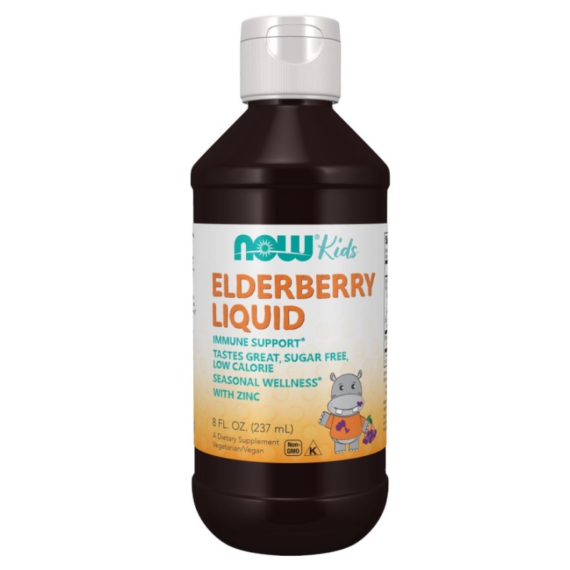 NOW FOODS Elderberry Liquid for Kids - Czarny Bez dla Dzieci w Płynie (237 ml)