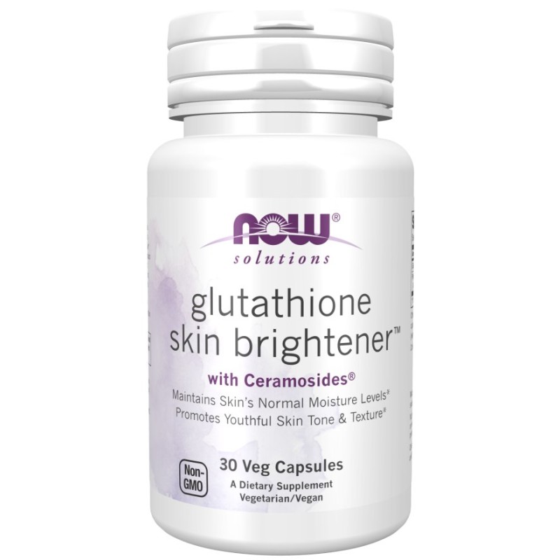 NOW FOODS Glutathione Skin Brightener with Ceramosides - Rozjaśniacz Skóry (30 kaps.)