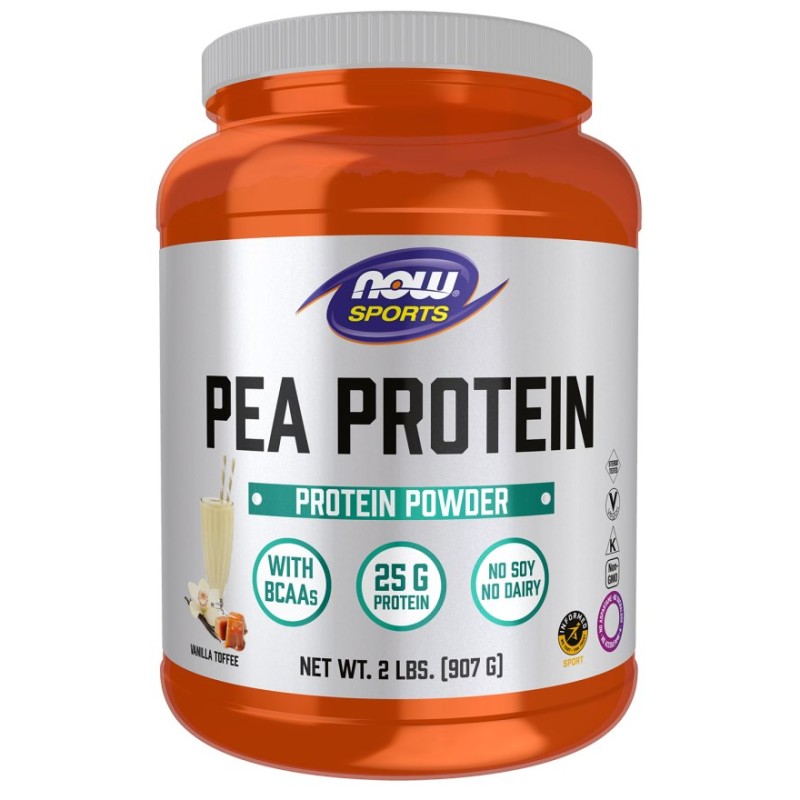 NOW FOODS Pea Protein Vanilla Toffee - Izolat Białka Grochu Wanilia-Toffi (907 g)