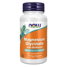 NOW FOODS Magnesium Glycinate with BioPerine - Glicynian Magnezu z Bioperyną (60 kaps.)