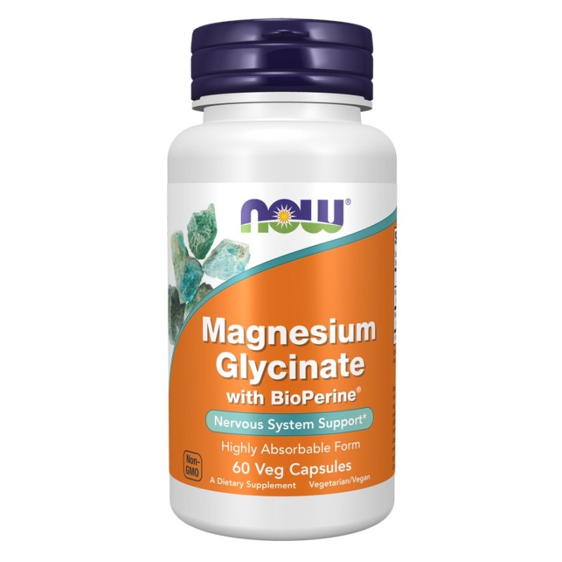 NOW FOODS Magnesium Glycinate with BioPerine - Glicynian Magnezu z Bioperyną (60 kaps.)