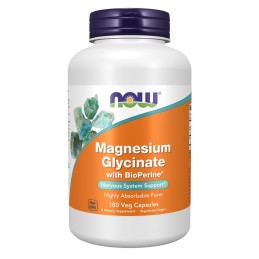 NOW FOODS Magnesium Glycinate with BioPerine - Glicynian Magnezu z Bioperyną (180 kaps.)