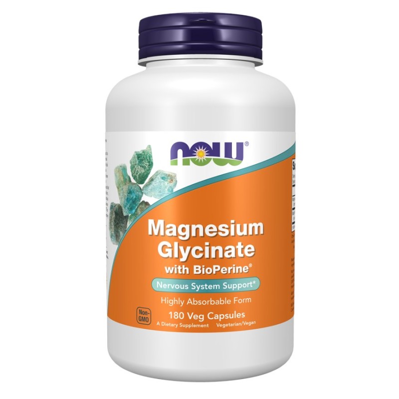 NOW FOODS Magnesium Glycinate with BioPerine - Glicynian Magnezu z Bioperyną (180 kaps.)