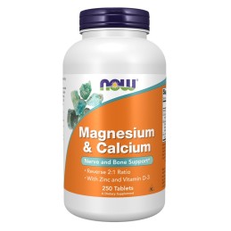 NOW FOODS Magnesium & Calcium - Magnez 266 z wapniem, cynkiem i witaminą D (250 tabl.)