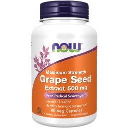 NOW FOODS Grape Seed Extract Maximum Strength 500 mg - Wyciąg z Nasion Winogron 500 mg (90 kaps.)