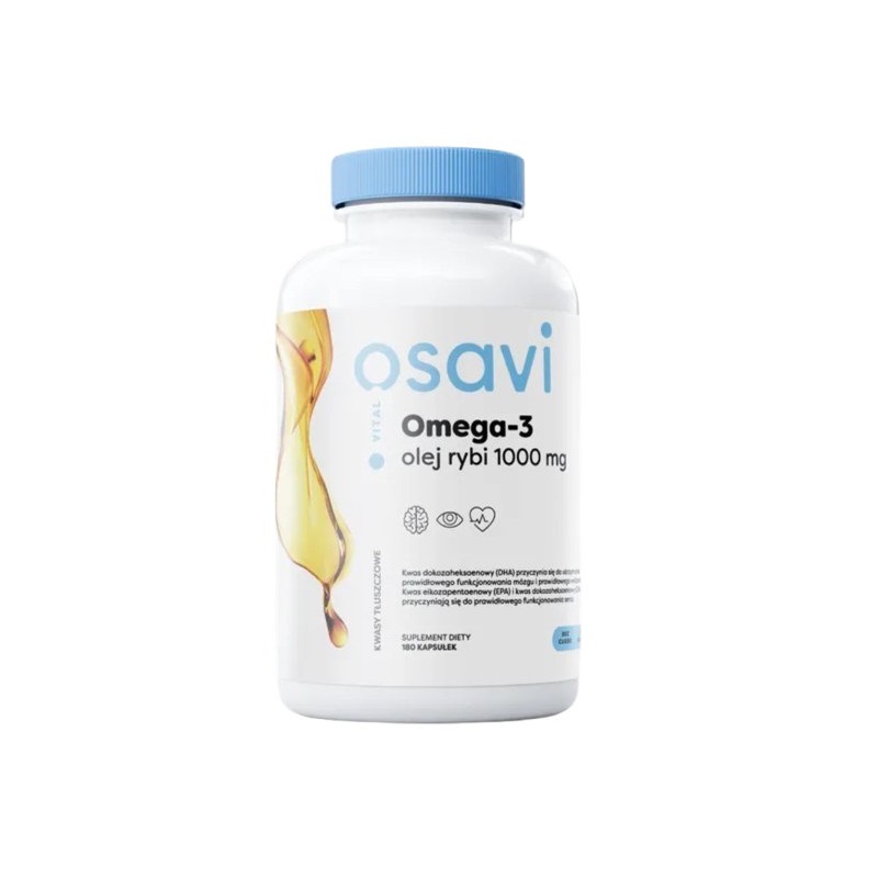 OSAVI Omega-3 Olej Rybi Molecularly Distilled 1000 mg smak cytrynowy (180 kaps.)