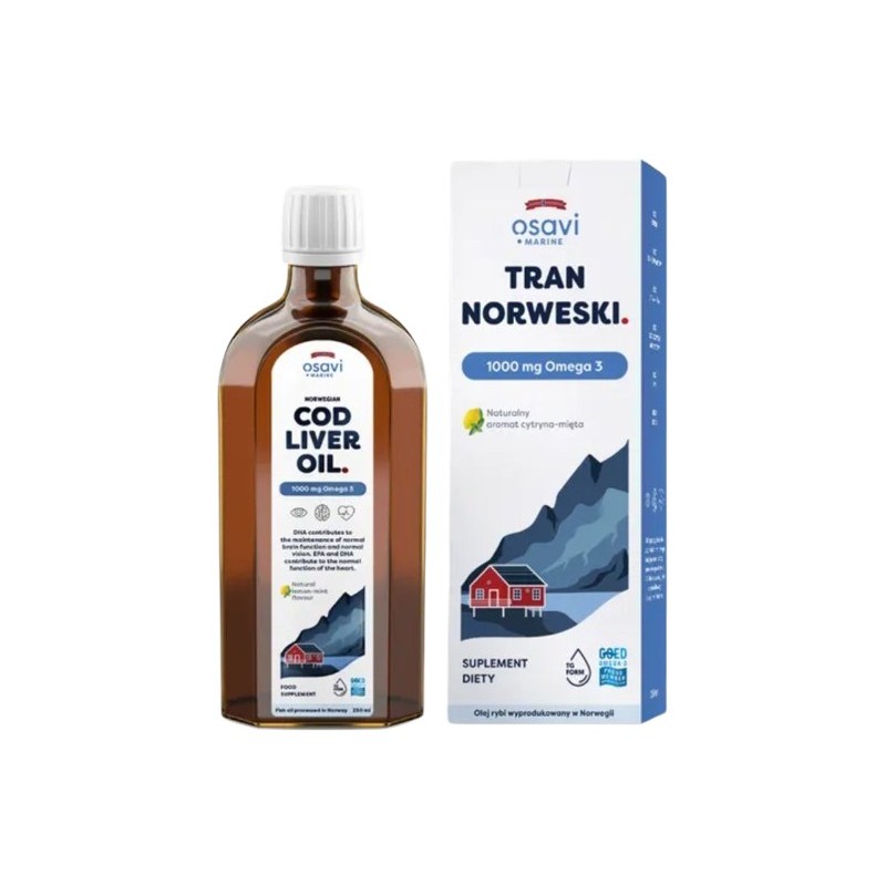 OSAVI Tran Norweski, 1000 mg Omega 3 (Cytryna - Mięta) (500 ml)