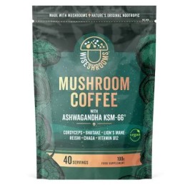 WISESHROOMS Mushroom Coffee with Ashwagandha KSM-66 - Kawa grzybowa z Ashwagandhą (100 g)