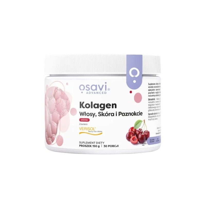 OSAVI Kolagen włosy, skóra i paznokcie, wiśnia (150 g)