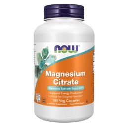 NOW FOODS Magnesium Citrate - Cytrynian Magnezu (180 kaps.)