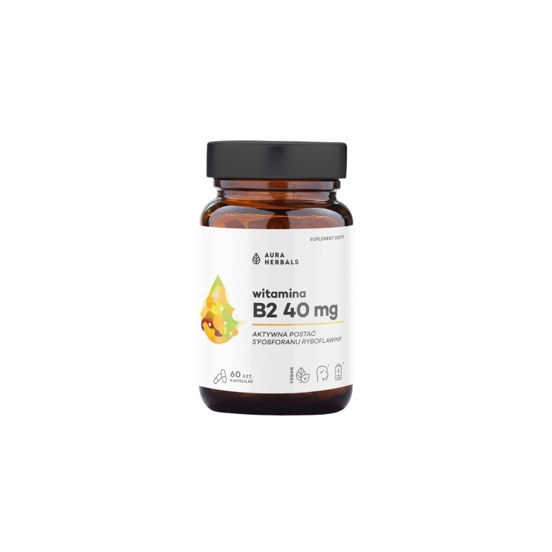 AURA HERBALS Witamina B2 R-5-P 40 mg, ryboflawina (60 kaps.)