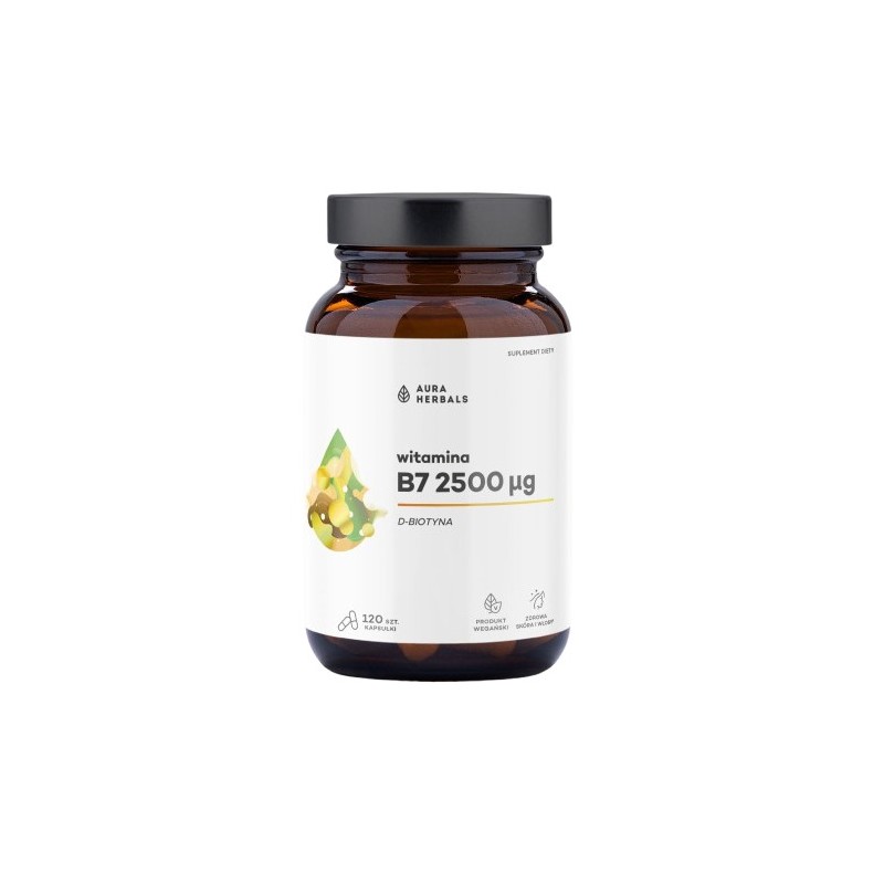 AURA HERBALS Witamina B7 2500 µg, biotyna (60 kaps.)
