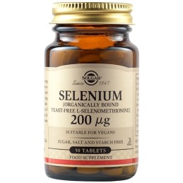 SOLGAR Selenium (Yeast Free) - Selen (nie zawiera drożdży) 200 mcg (50 tabl.)