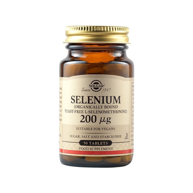 SOLGAR Selenium (Yeast Free) - Selen (nie zawiera drożdży) 200 mcg (50 tabl.)