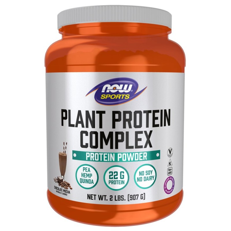 NOW FOODS Plant Protein Complex, Chocolate Mocha - Kompleks białek roślinnych, czekoladowo-kawowy (907 g)