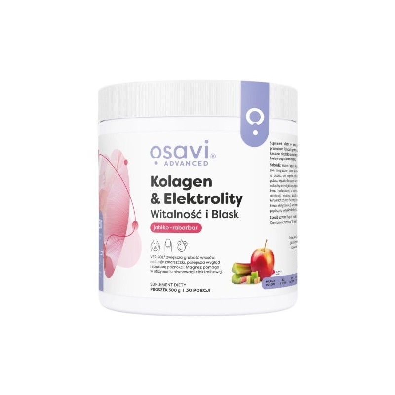 OSAVI Kolagen i Elektrolity Witalność i Blask, jabłko-rabarbar (300 g)