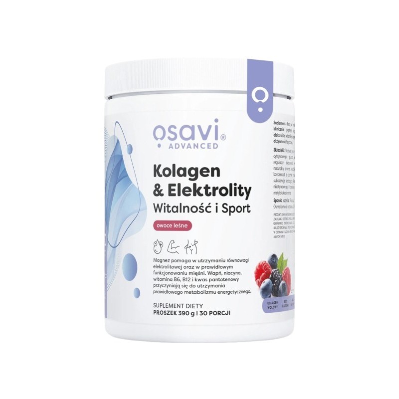 OSAVI Kolagen i Elektrolity Witalność i Sport, owoce leśne (390 g)