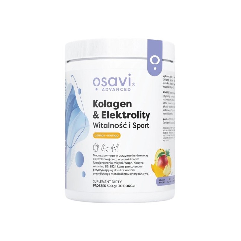 OSAVI Kolagen i Elektrolity Witalność i Sport, ananas-mango (390 g)