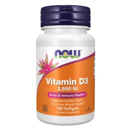 NOW FOODS Witamina D3 2500 IU (180 kaps.)