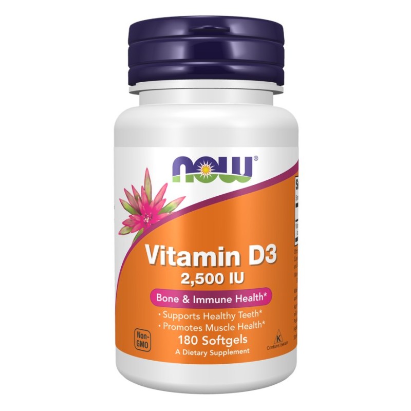 NOW FOODS Witamina D3 2500 IU (180 kaps.)