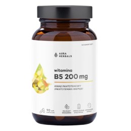 AURA HERBALS Witamina B5 200 mg, kwas pantotenowy (90 kaps.)