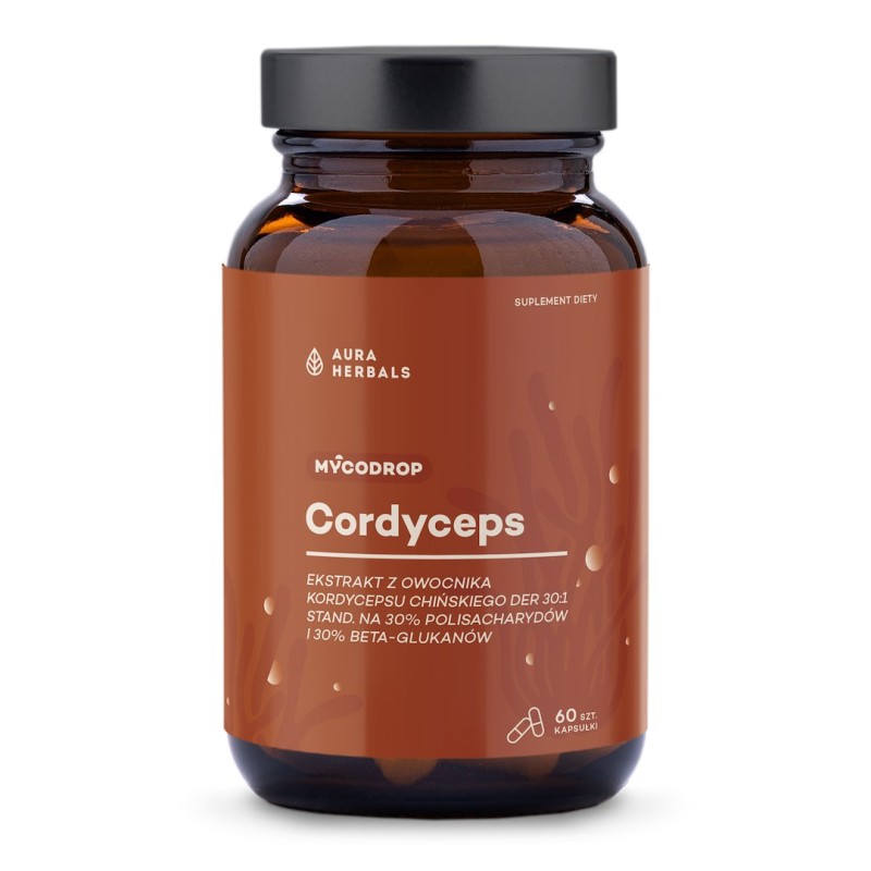AURA HERBALS Mycodrop, Cordyceps 30:1, 30% beta-glukan (60 kaps.)