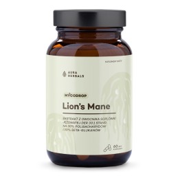 AURA HERBALS Mycodrop, Lion’s Mane 30:1, 30% beta-glukan (60 kaps.)