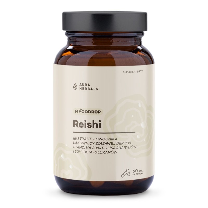 AURA HERBALS Mycodrop, Reishi 30:1, 30% beta-glukan (60 kaps.)