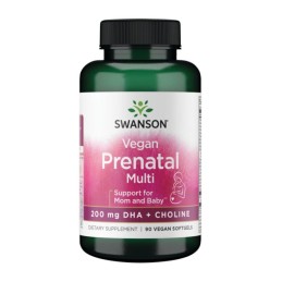 SWANSON Vegan Prenatal Multi z 200 mg DHA i Choliną (90 kaps.)