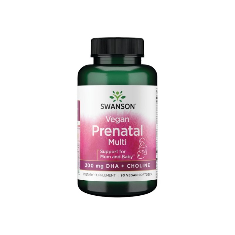 SWANSON Vegan Prenatal Multi z 200 mg DHA i Choliną (90 kaps.)