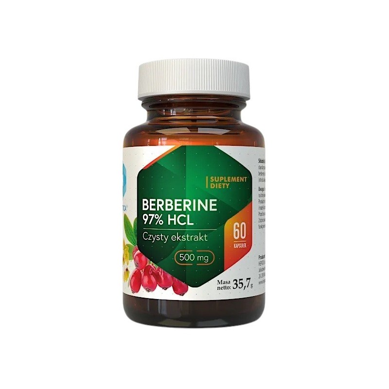HEPATICA Berberine 97% HCL - Czysty ekstrakt - Berberyna 500 mg (60 kaps.)