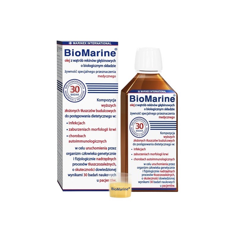 MARINEX BioMarine olej z wątrób rekinów głębinowych o biologicznym składzie (100 ml)