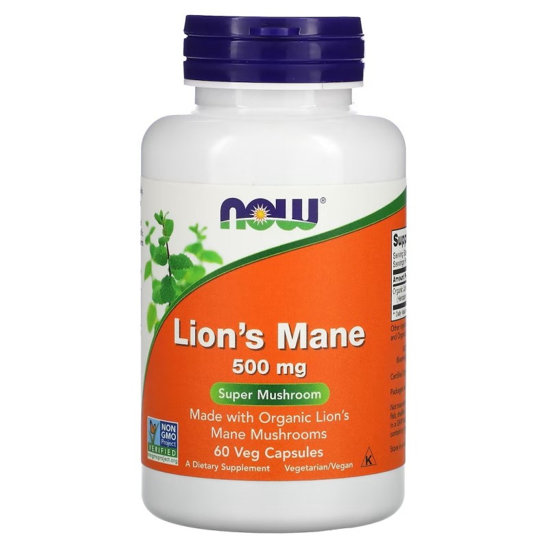 NOW FOODS Lion's Mane - Soplówka jeżowata (60 kaps.)