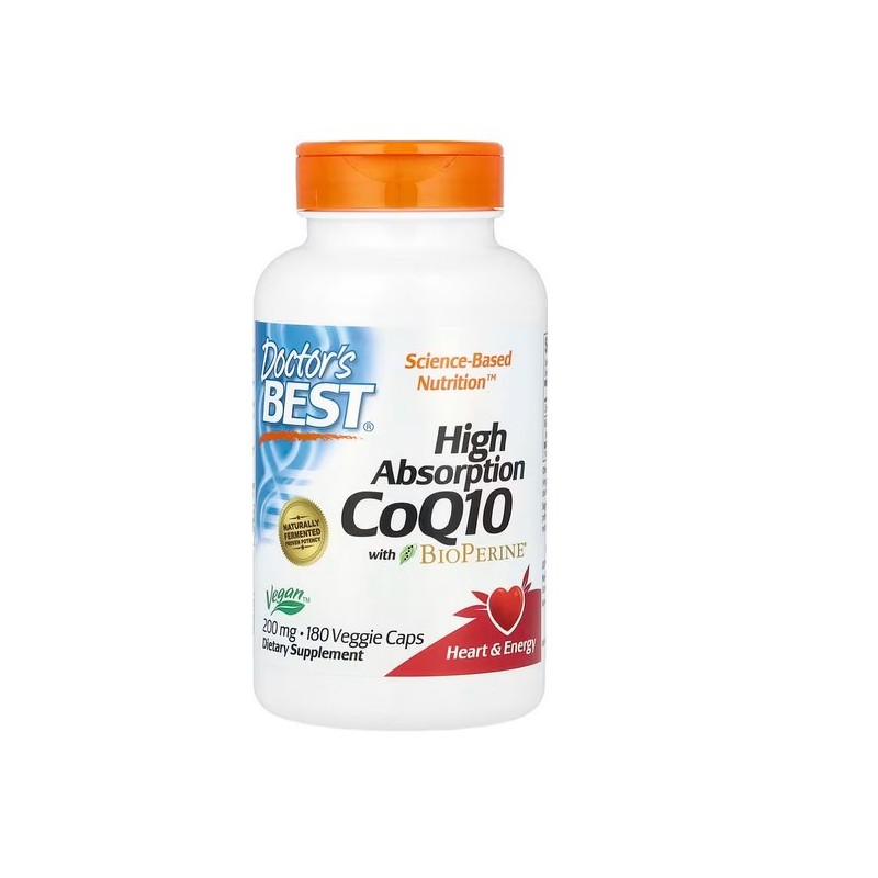 DOCTOR'S BEST Koenzym Q10 200 mg i Piperyna BioPerine - Vegan (180 kaps.)
