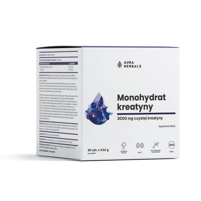 AURA HERBALS Creatine Monohydrate - Kreatyna monohydrat (30 szt.)