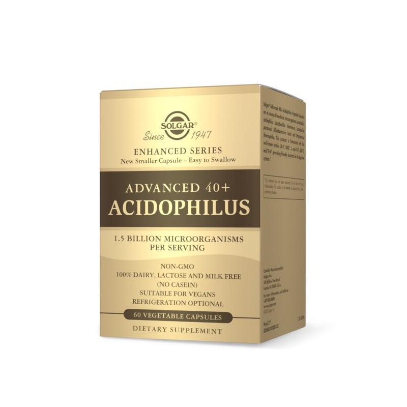 SOLGAR Advanced 40+ Acidophilus - Jelitowa flora bakteryjna Bez Kartonika (60 kaps.)