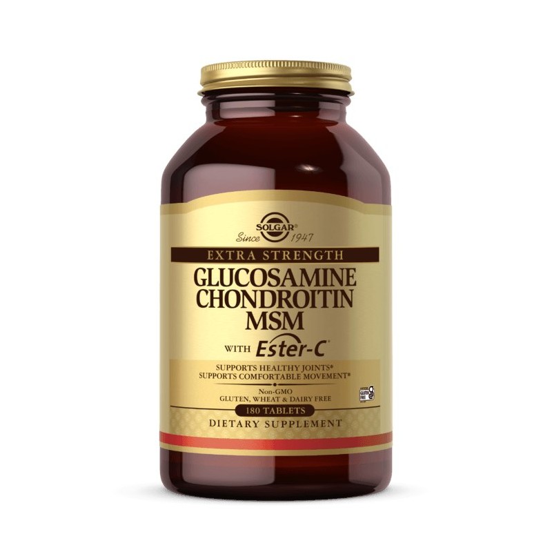 SOLGAR Extra Strength Glucosamine Chondroitin MSM with Ester-C (180 tabl.)
