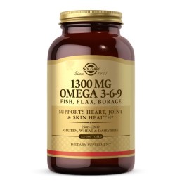 SOLGAR Omega 3-6-9 Fish, Flax, Borage - Omega 3-6-9 z ryb, siemienia lnianego i ogórecznika (120 kaps.)